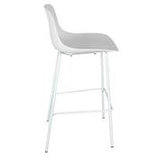 Tabouret de bar intérieur/extérieur 'POOL' blanc 4 pieds et repose pieds en métal blanc dossier haut