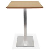 Table de bar haute design 'Tvillin XL' bois naturel double pied central métal brossé – 180 x 90 cm