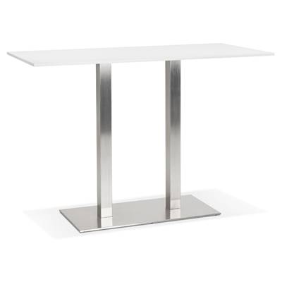 Table bar Mange-debout design 'Tvillin BAR' bois noir double pied central métal brossé - 160 x 80 cm
