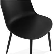 Chaise design moderne 'SILDE' noire avec 4 pieds en métal noir