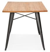 Table à diner / bureau rectangulaire style industriel 'ARLANE' plateau en bois massif pieds en métal noir - 150 x 80 cm