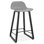 Tabouret de snack mi-hauteur design 'Skala Black Edition' gris pieds tréteaux bois noir dossier bas