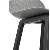 Tabouret de snack mi-hauteur design 'Skala Black Edition' gris pieds tréteaux bois noir dossier bas