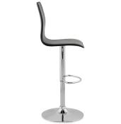 Tabouret de bar réglable design 'Luxe' pivotant noir pied central en métal chromé et dossier haut