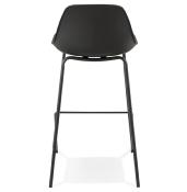 Tabouret de snack mi-hauteur 'Tekno Mini' noir avec 4 pieds en métal noir et dossier haut