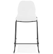 Tabouret de snack mi-hauteur empilable 'Great Mini' blanc 4 pied repose pied métal noir dossier haut