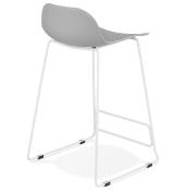 Tabouret de snack mi-hauteur 'Steel Mini' gris pieds tréteaux repose pieds métal blanc dossier bas