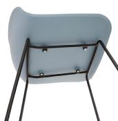 Tabouret de snack mi-hauteur 'Steelblack Mini' bleu repose pieds tréteaux métal noir dossier bas