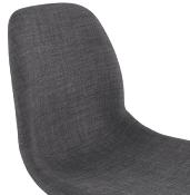 Tabouret de bar scandinave 'Verkwood' tissu gris foncé 4 pieds bois repose pieds métal noir dossier haut