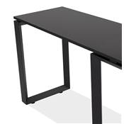 Bureau d'angle design 'MEET L' plateau en bois noir avec pieds en métal noir - 160 cm