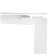 Petit bureau droit design 'GLASS MEET MINI' en verre blanc pieds en métal blanc - 120 x 60 cm