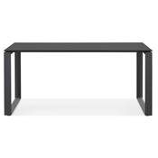 Bureau droit design 'GLASS MEET' plateau en verre noir avec pieds en métal noir - 160 x 80 cm