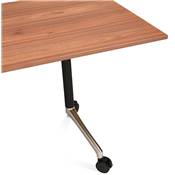 Bureau droit / table de travail pliante design 'ARCHI MINI' noyer pieds métal noir - 140 x 70 cm