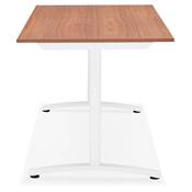 Bureau droit / table de travail design 'DISEGNO' plateau noyer pieds en métal blanc - 160 x 80 cm