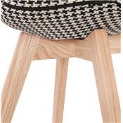 Chaise scandinave design 'Halmstad' en tissu patchwork avec 4 pieds en bois naturel