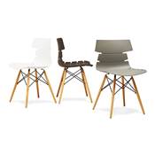 Chaise scandinave design 'Sjöbo' grise avec 4 pieds en bois naturel et métal noir