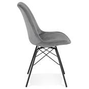 Chaise design style baroque 'GORD' en velours gris et 4 pieds avec croisillons en métal noir