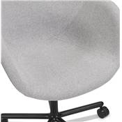 Chaise de bureau à accoudoirs design à roulettes dossier bas 'MINISTRY' tissu gris pieds métal noir
