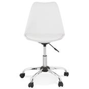 Chaise de bureau à roulettes design 'TULIP' blanche pieds en métal chromé