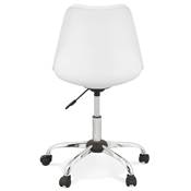 Chaise de bureau à roulettes design 'TULIP' blanche pieds en métal chromé