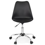 Chaise de bureau à roulettes design 'TULIP' noire pieds en métal chromé