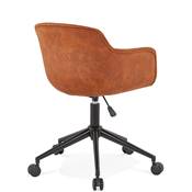 Chaise design de bureau à roulette 'SOFT' en microfibre marron avec 5 pieds en métal noir