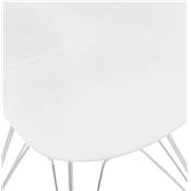 Chaise style industriel design à accoudoirs 'LOTUS' blanche avec 4 pieds en métal chromé