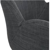 Chaise style industriel design à accoudoirs 'LOTUS' en tissu gris foncé avec 4 pieds en métal chromé