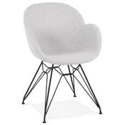 Chaise style industriel design à accoudoirs 'LOTUS' en tissu gris clair avec 4 pieds en métal noir