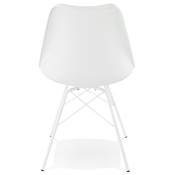 Chaise design style industriel 'GORD' blanche avec 4 pieds en métal blanc