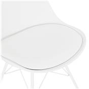 Chaise design style industriel 'GORD' blanche avec 4 pieds en métal blanc