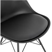Chaise design style industriel 'GORD' noire avec 4 pieds en métal noir
