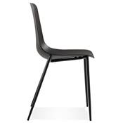 Chaise design intérieur / extérieur 'EASY' assise en resine noire 4 pieds en métal noir