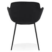 Chaise design lounge à accoudoirs 'NICE' en velours noir avec 4 pieds en métal noir