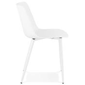 Chaise design moderne 'SILDE' blanche avec 4 pieds en métal blanc