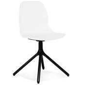 Chaise design de style moderne 'KOOL' blanche avec 4 pieds en métal noir