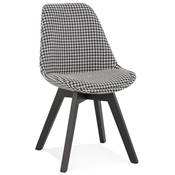 Chaise 'BLACK MILANO' en tissu pied de poule et 4 pieds en bois noir