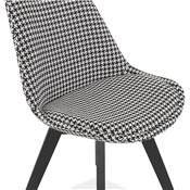Chaise 'BLACK MILANO' en tissu pied de poule et 4 pieds en bois noir
