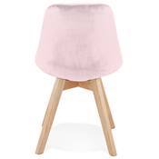 Chaise scandinave 'MILANO' en velours rose et 4 pieds en bois naturel