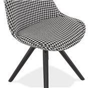 Chaise vintage 'BLACK FIRENZA' en tissu pied de poule et pieds en bois noir