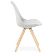 Chaise scandinave design 'Sueden' grise avec 4 pieds en bois naturel