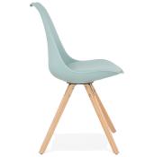 Chaise scandinave design 'Sueden' bleue avec 4 pieds en bois naturel