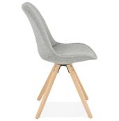 Chaise scandinave design 'Sueden' en tissu gris avec 4 pieds en bois naturel