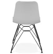 Chaise design 'Sländak Black' grise avec 4 pieds en métal noir