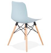Chaise scandinave design 'Sländak Woody' bleue avec 4 pieds en bois naturel et métal noir