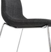 Chaise design 'Teknik Silver' en tissu gris foncé pieds tréteaux en métal chromé