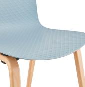 Chaise scandinave design 'Parkwood' bleue avec 4 pieds en bois naturel