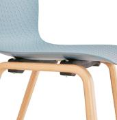 Chaise scandinave design 'Parkwood' bleue avec 4 pieds en bois naturel