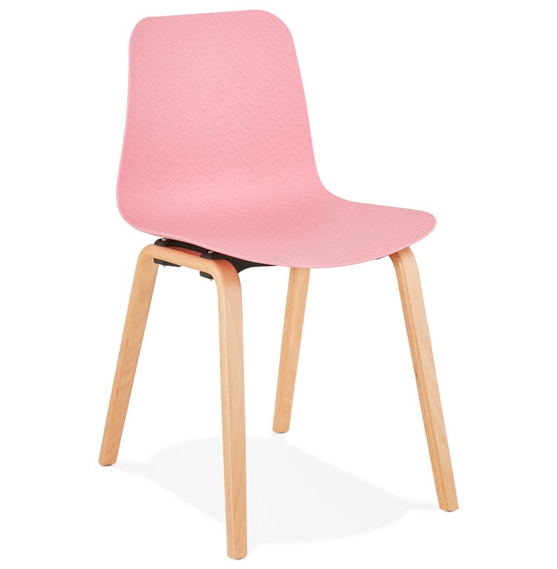 Chaise scandinave design 'Parkwood' rose avec 4 pieds en bois naturel