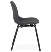 Chaise moderne 'Teknik Blackwood' en tissu gris foncé avec 4 pieds en bois noir